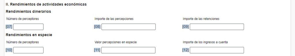 Rendimientos de Actividades económicas Modelo 111